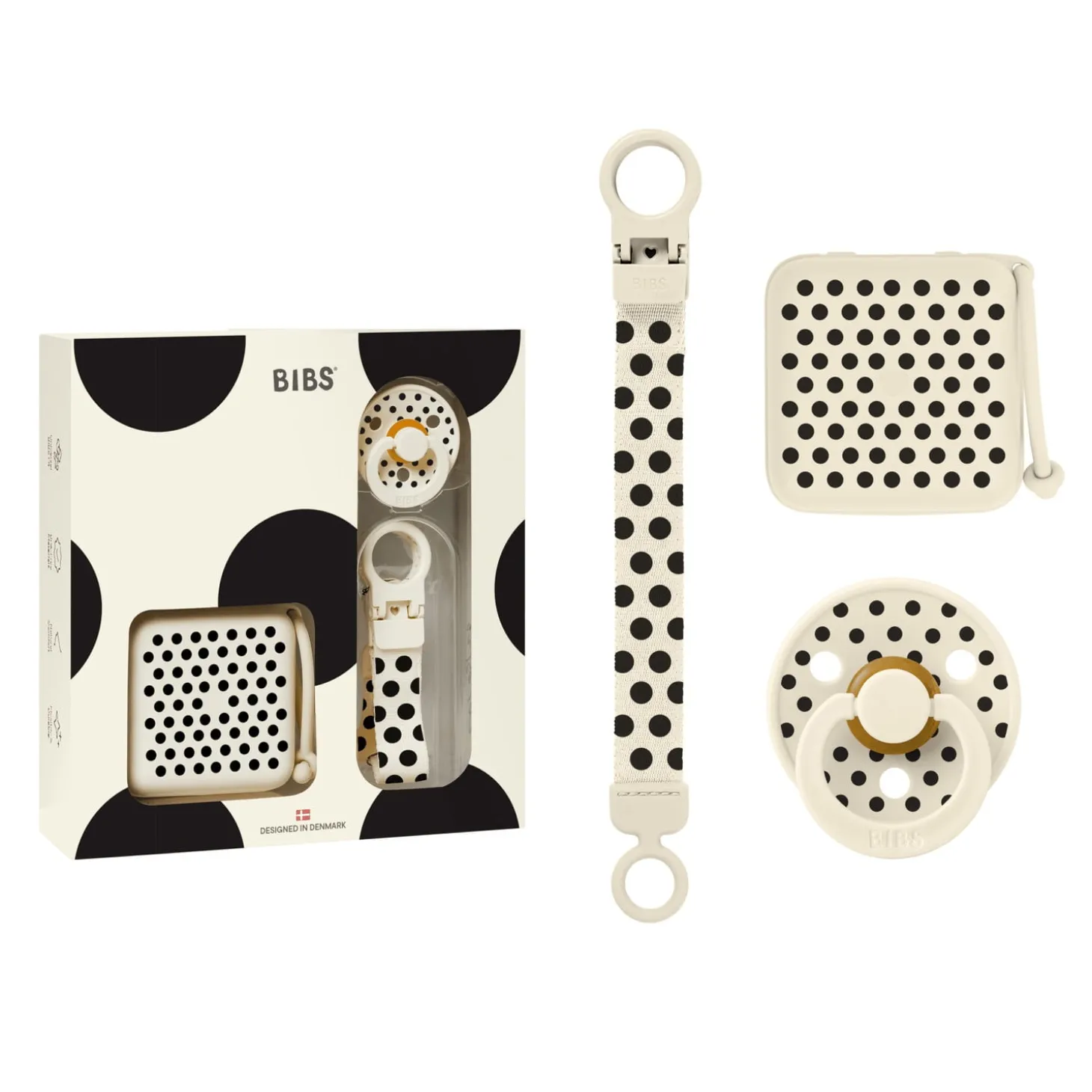 BIBS Coffret Cadeau Polka Dots Caout. Ivory Black
