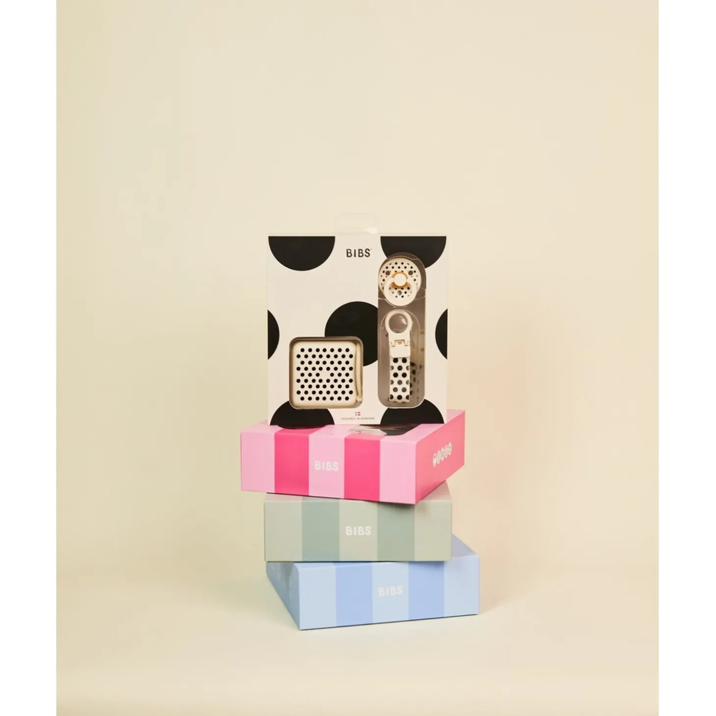 BIBS Coffret Cadeau Polka Dots Caout. Ivory Black