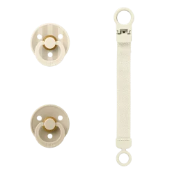 BIBS Coffret Cadeau Tétine et Attache Tétine Loop Caoutchouc Naturel Ivory T1
