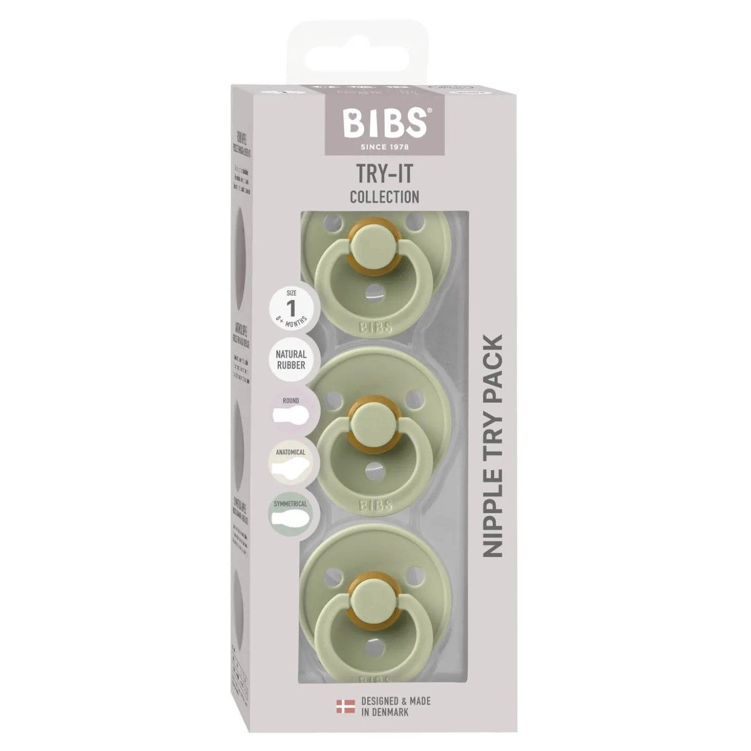 BIBS Tétines Coffret découverte 3 Pack Sage/Sage 0-6 mois