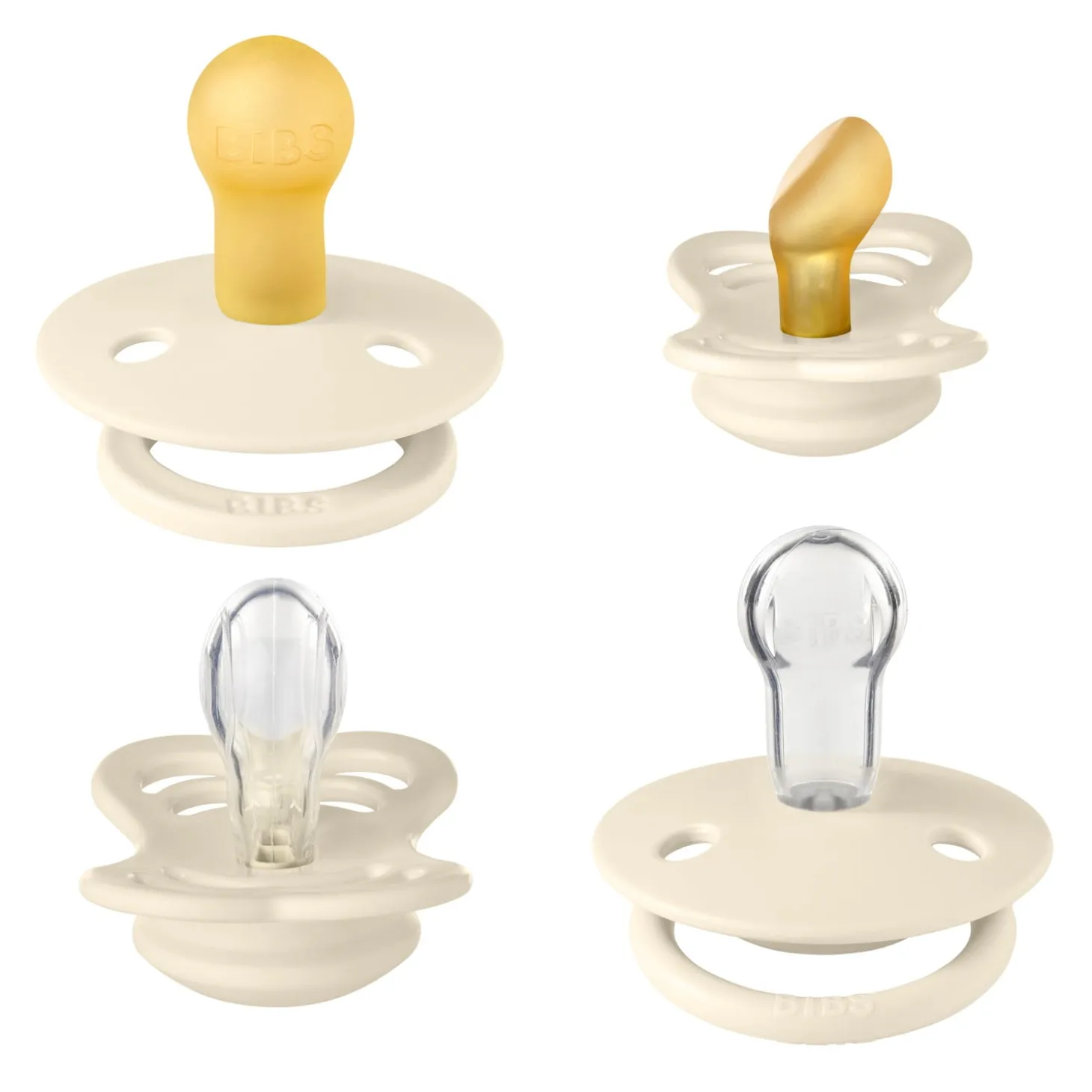BIBS Tétines Coffret Découverte 4 Pack Ivory/Ivory 0-6 mois