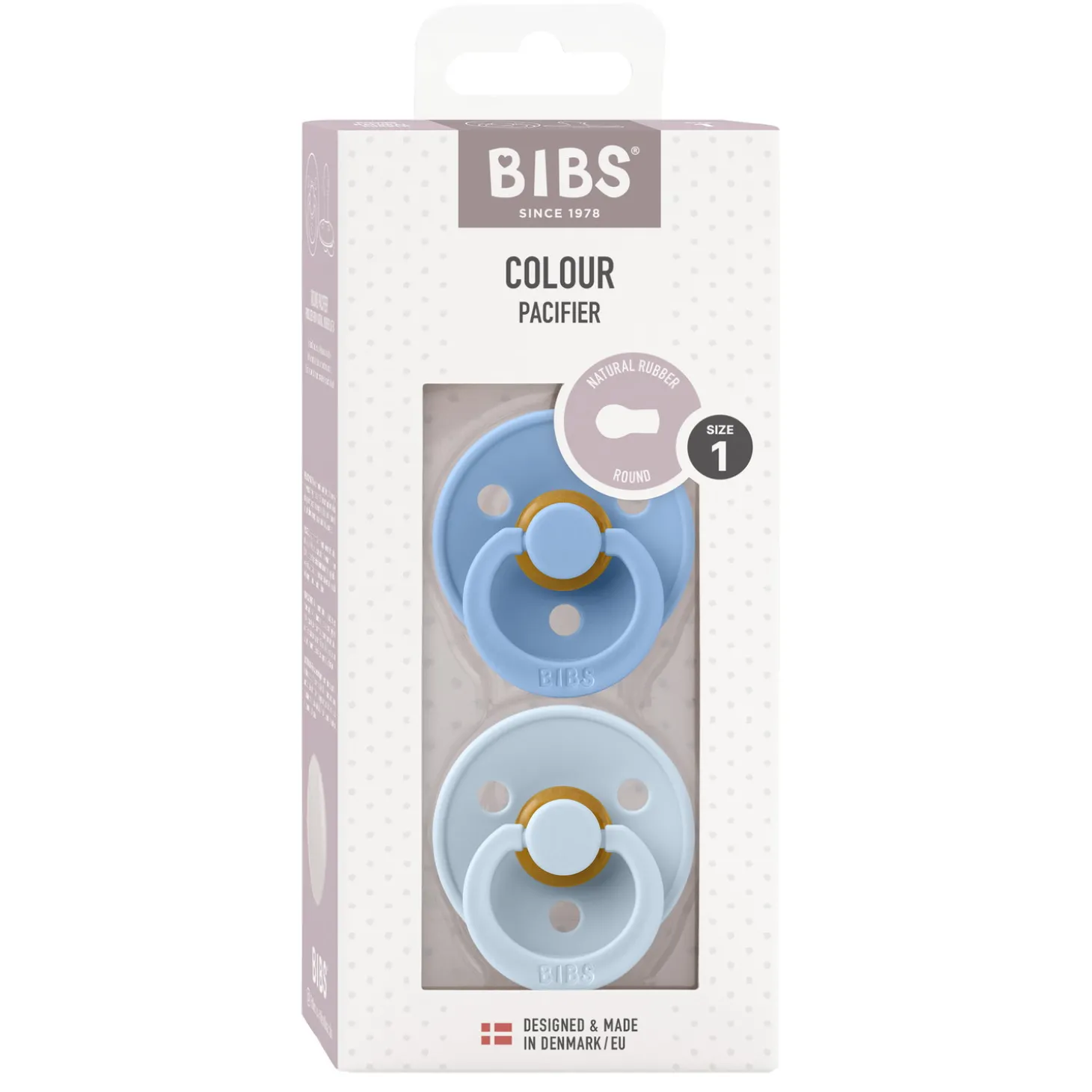 BIBS Tétines Colour 2 Pack Caoutchouc naturel Sky Blue/Baby Blue