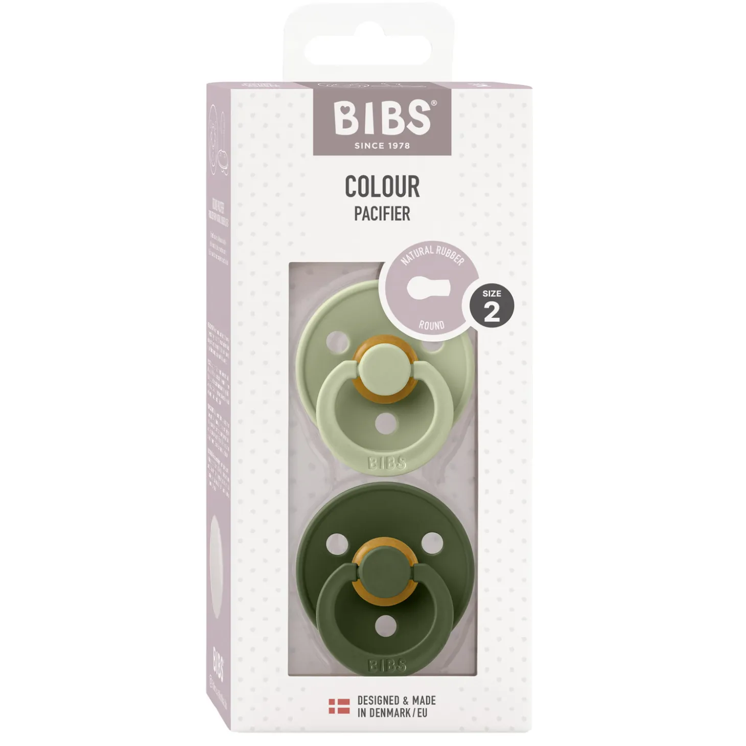 BIBS Tétines Colour 2 Pack Caoutchouc naturel Sage/Hunter Green
