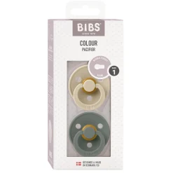 BIBS                    Tétines Colour 2 Pack Caoutchouc naturel    Vanilla/Pine