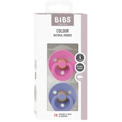 BIBS Tétines Colour 2 Pack Caoutchouc naturel Bubblegum/Peri 0-6 mois