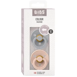 BIBS                    Tétines Colour 2 Pack Caoutchouc naturel    Cloud/Blush            0-6 mois