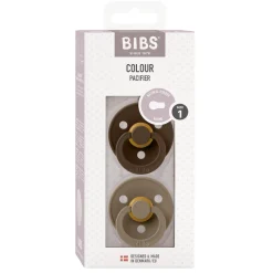 BIBS Tétines Colour 2 Pack Caoutchouc naturel Mocha/Dark Oak 0-6 mois
