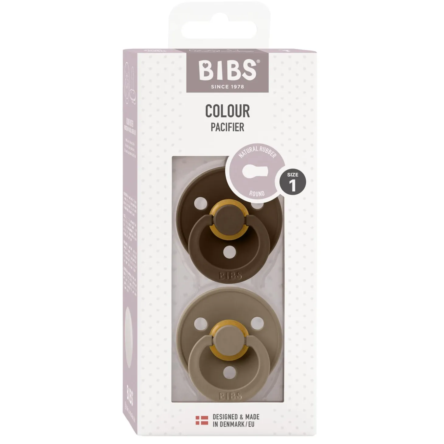 BIBS Tétines Colour 2 Pack Caoutchouc naturel Mocha/Dark Oak 0-6 mois
