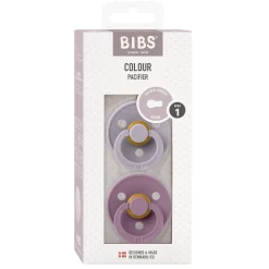 BIBS Tétines Colour 2 Pack Caoutchouc naturel Fossil Grey/Mauve 0-6 mois