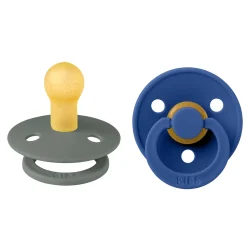 BIBS                    Tétines Colour 2 Pack Caoutchouc naturel    Pine/Cornflower            0-6 mois