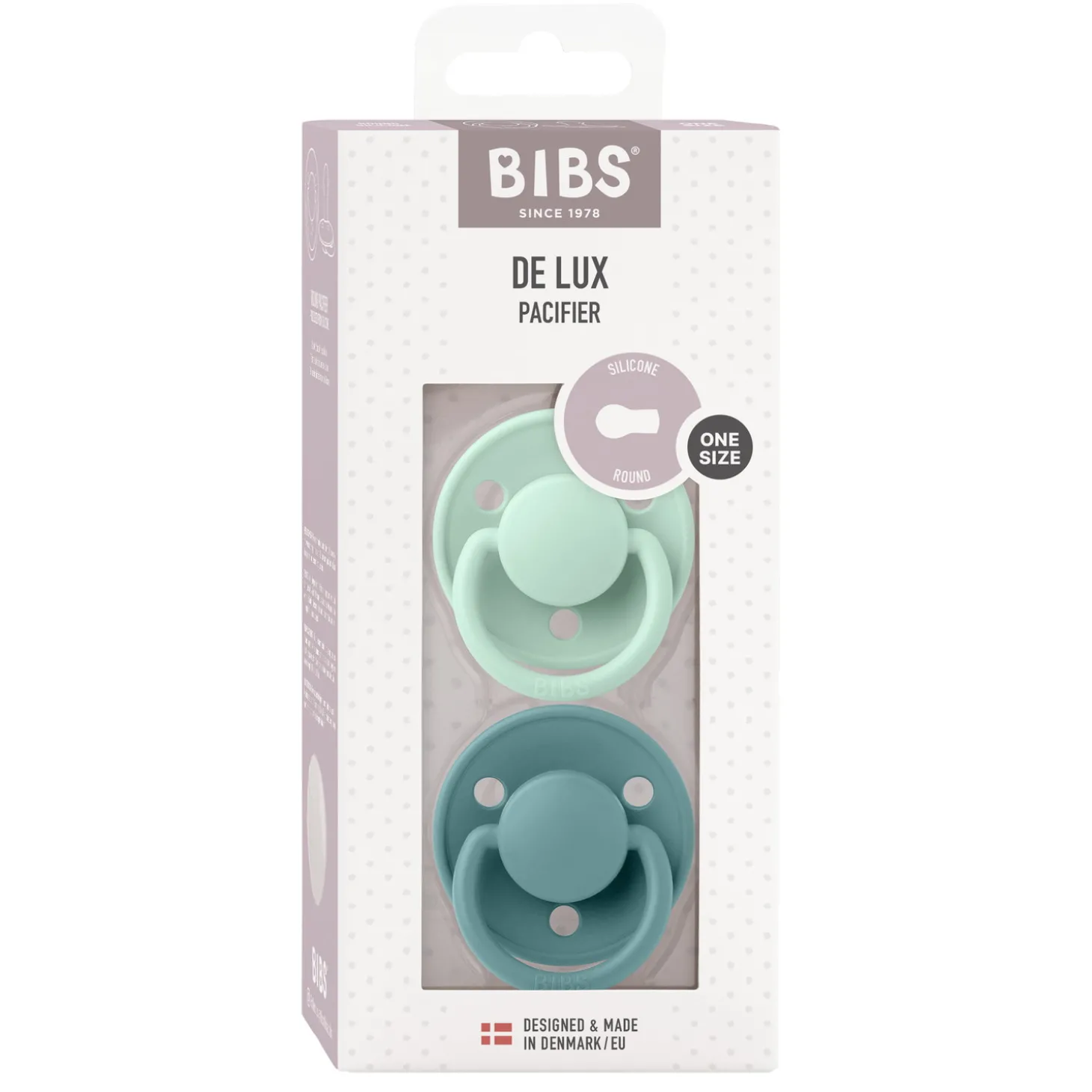 BIBS Tétines De Lux 2 Pack Silicone Nordic Mint/Island Sea