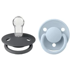 BIBS                    Tétines De Lux 2 Pack Silicone    Iron/Baby Blue