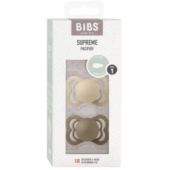 BIBS                    Tétines Supreme 2 Pack Silicone    Vanilla/Dark Oak
