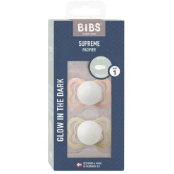BIBS                    Tétines Supreme 2 Pack Silicone    Blush Glow/Vanilla Glow