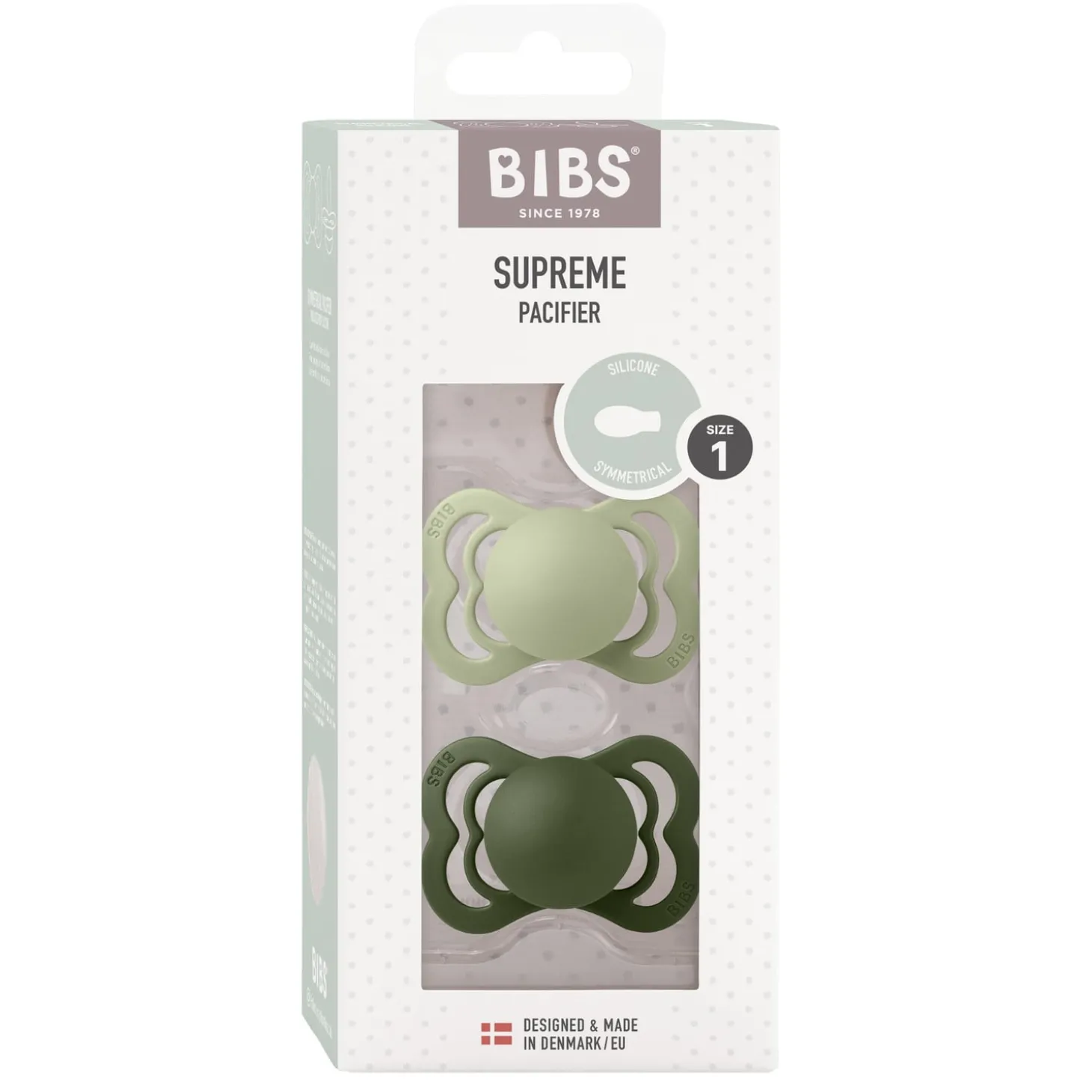 BIBS Tétines Supreme 2 Pack Silicone Iron/Baby Blue 0-6 mois