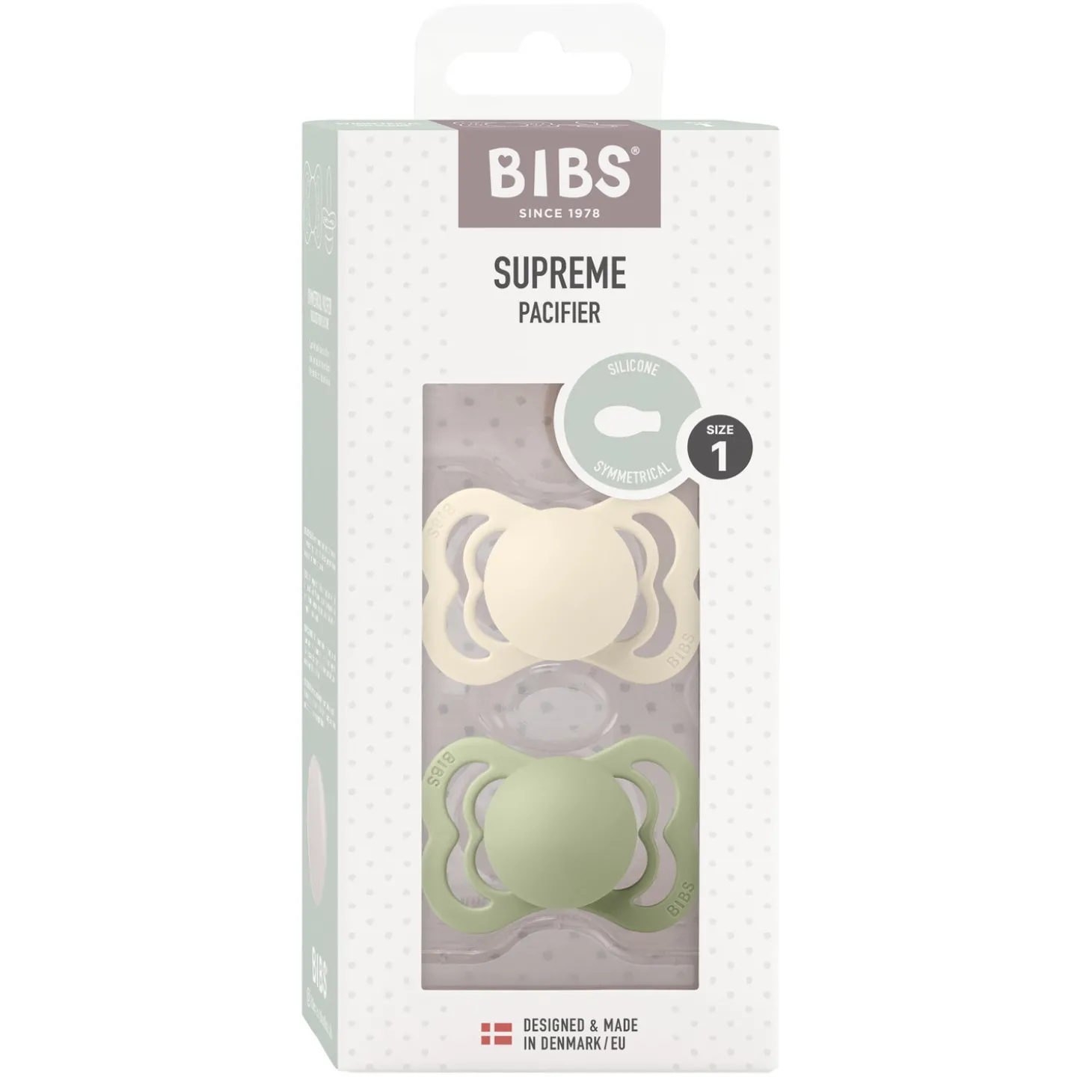 BIBS Tétines Supreme 2 Pack Silicone Ivory/Sage