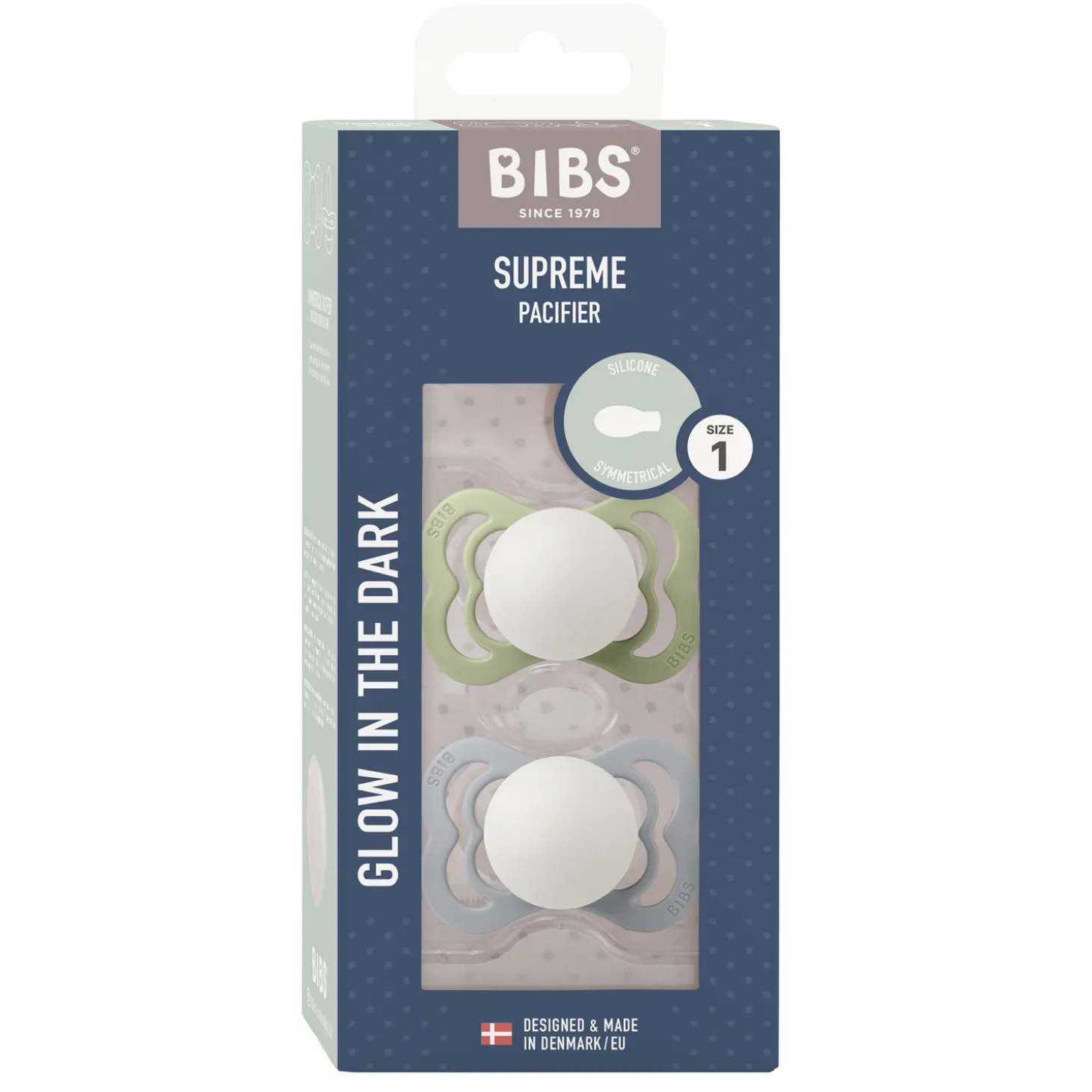 BIBS Tétines Supreme 2 Pack Silicone Sage Glow/Cloud Glow