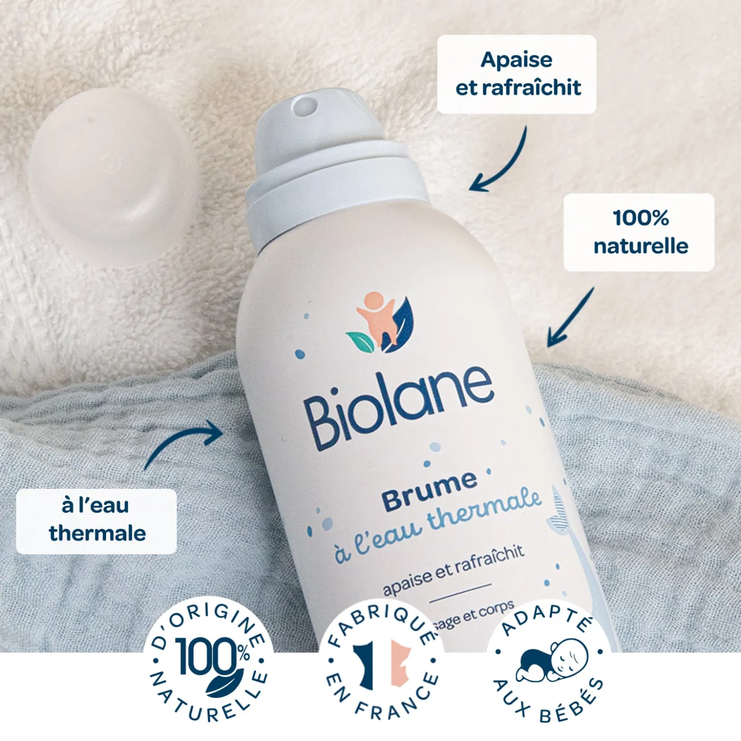 Biolane Brume à l'eau thermale Bleu Et Blanc 150 ml