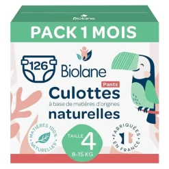 Biolane                    Couches Culottes Naturelles Pack 1 mois    Multicolore