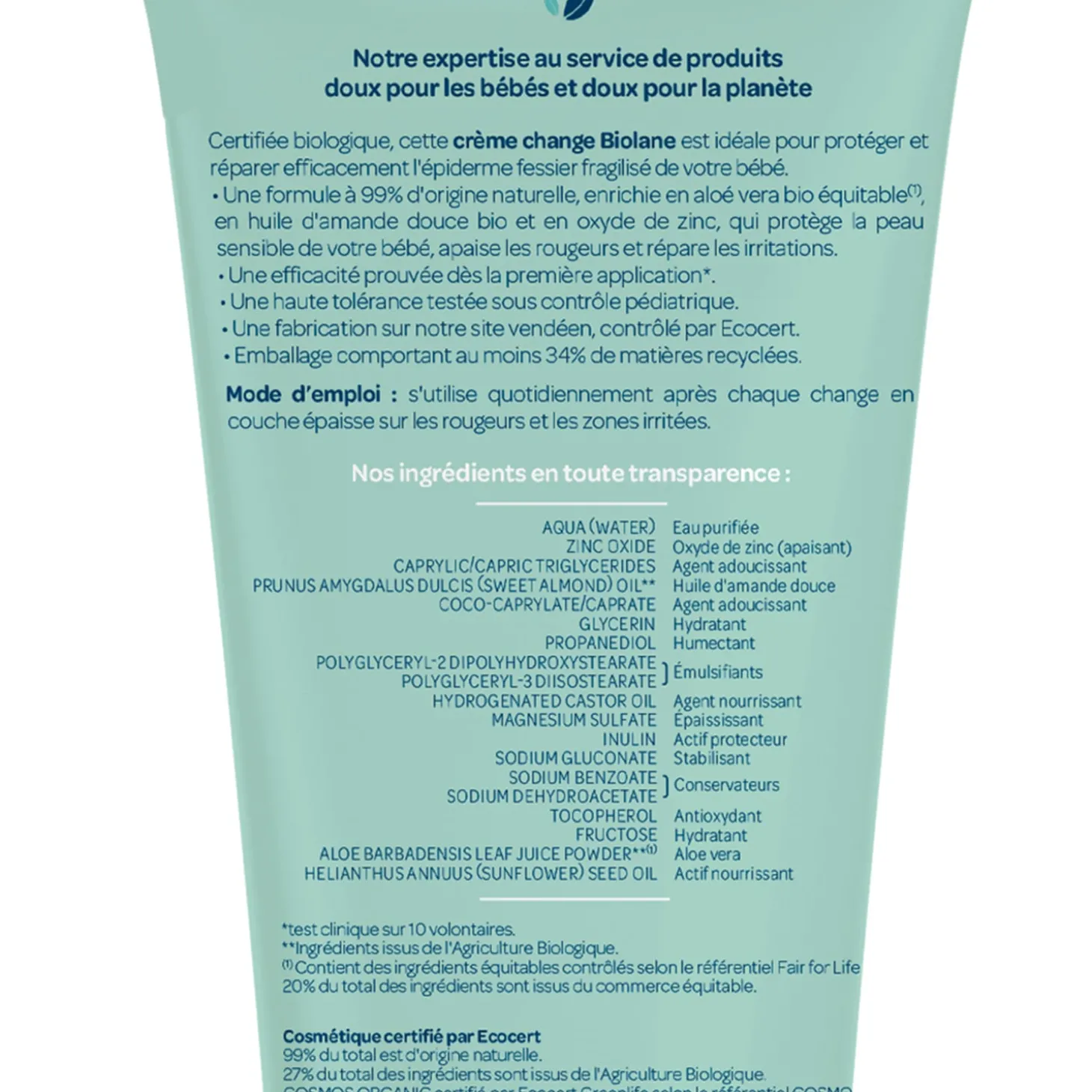 Biolane Crème change Bio Vert 100 ml