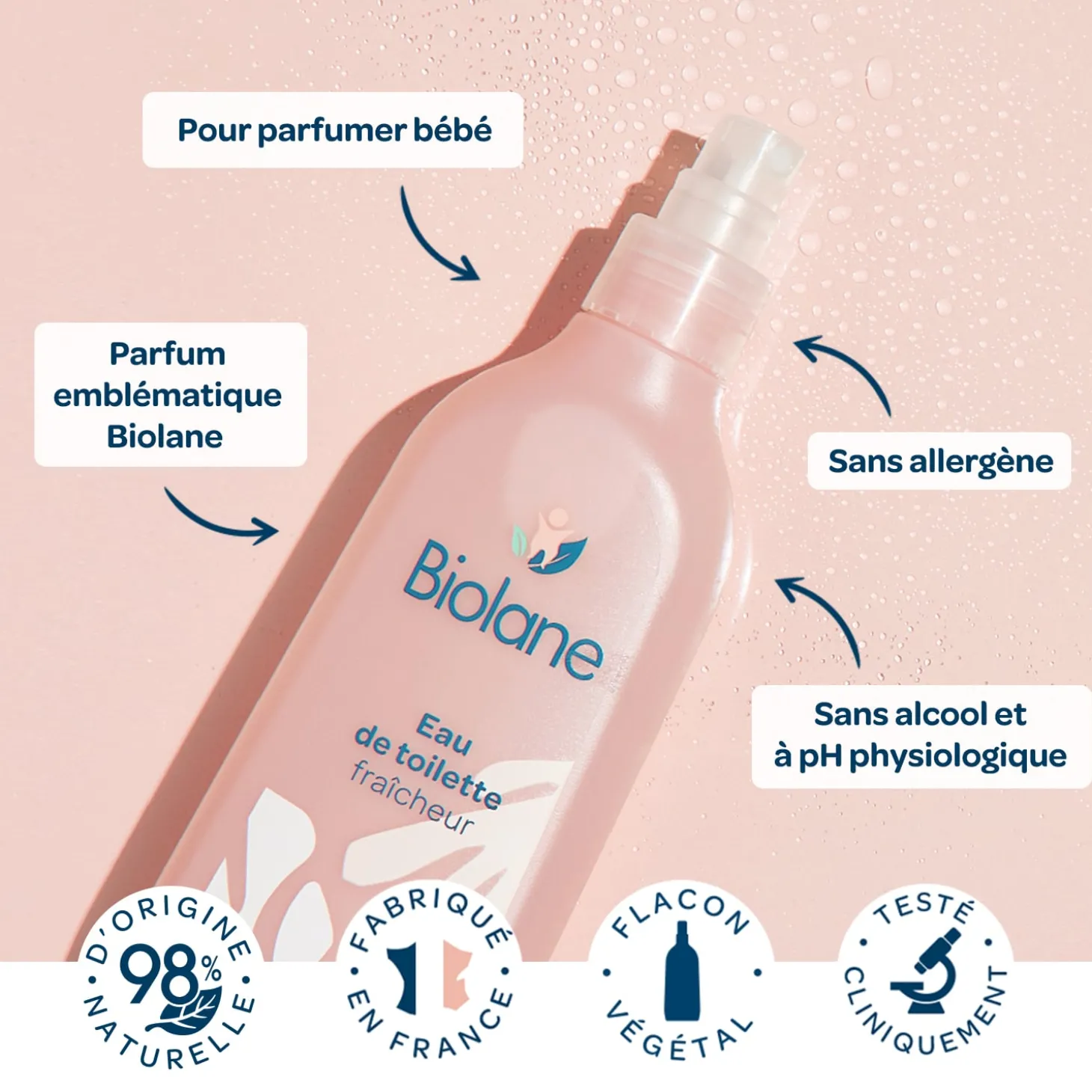 Biolane Eau de toilette fraîcheur Rose 200 ml