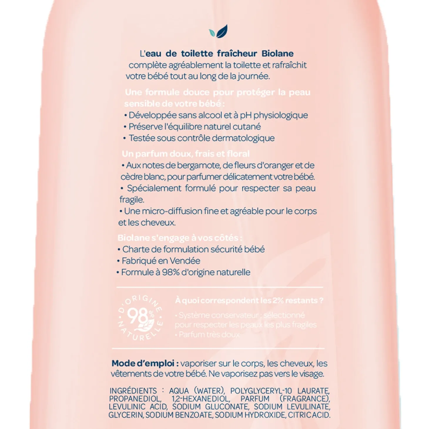 Biolane Eau de toilette fraîcheur Rose 200 ml