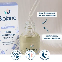 Biolane Huile de massage relaxante Lila Et Blanc 50 ml