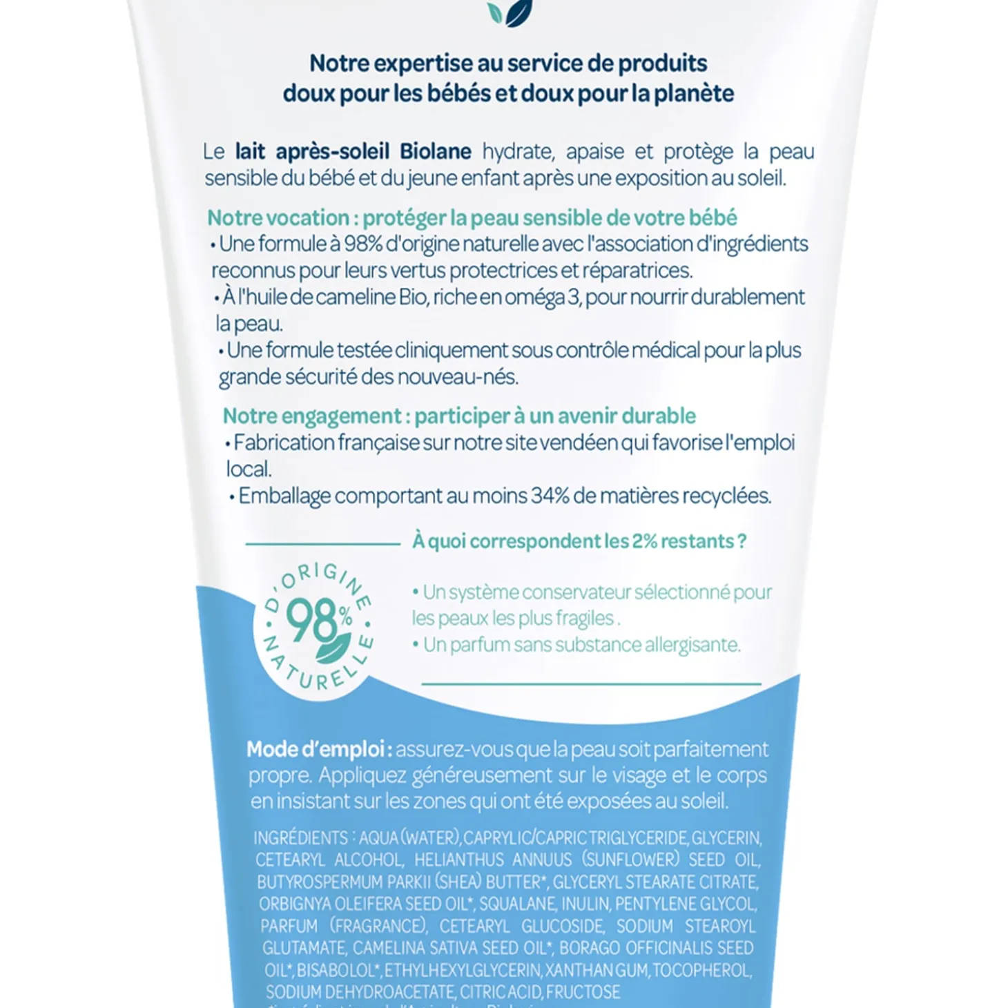 Biolane Lait après-soleil Bleu Et Blanc 100 ml