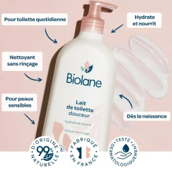 Biolane Lait de toilette Rose Et Blanc 750 ml