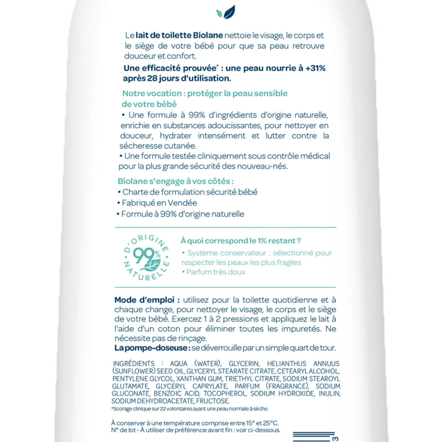 Biolane Lait de toilette Rose Et Blanc 750 ml