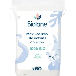 Biolane                    Maxi-carrés de cotons Bio    Bleu Clair Et Blanc