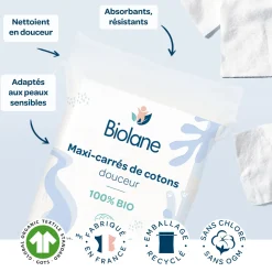 Biolane                    Maxi-carrés de cotons Bio    Bleu Clair Et Blanc