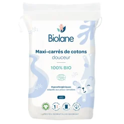 Biolane                    Maxi-carrés de cotons Bio    Bleu Clair Et Blanc