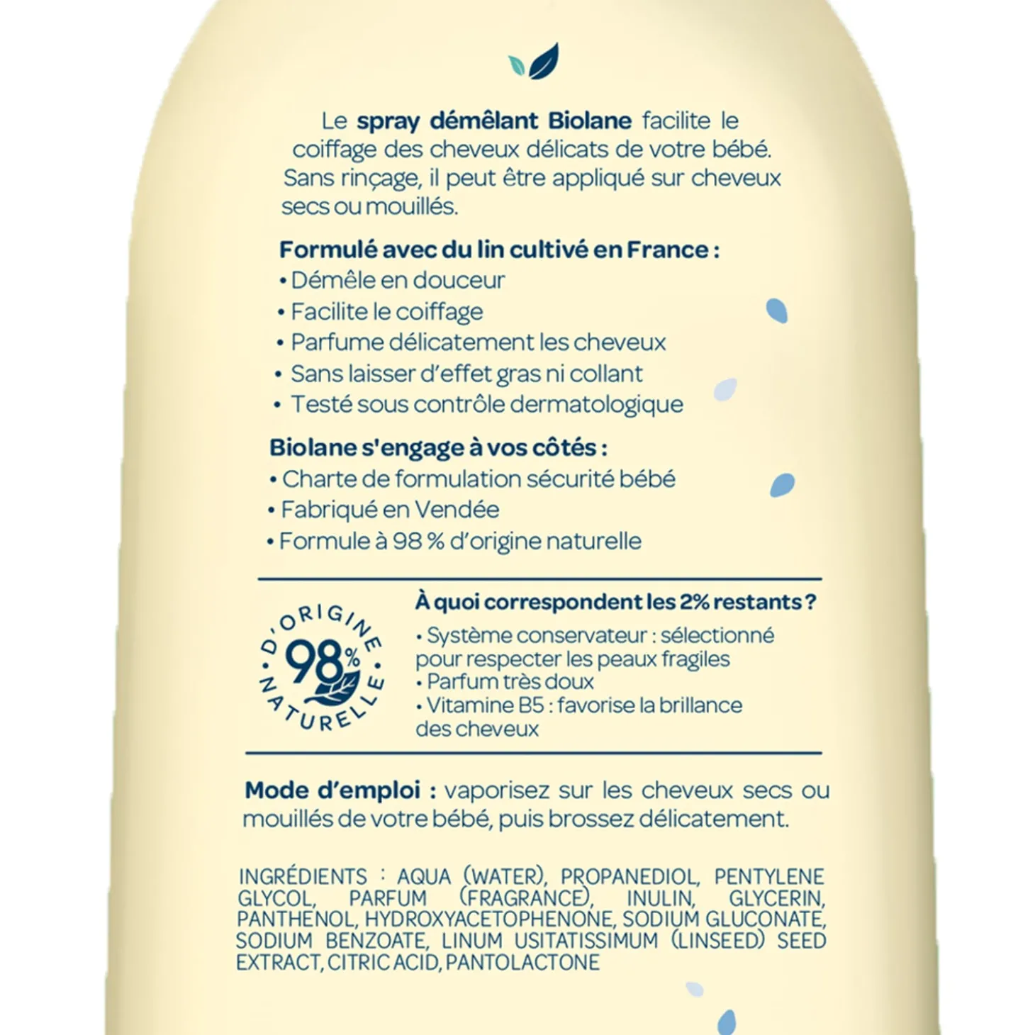 Biolane Spray démêlant Blanc 200 ml