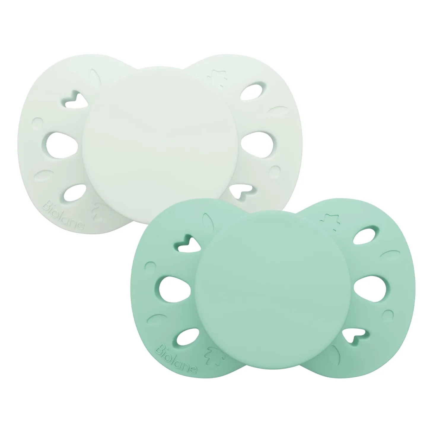 Biolane Sucettes anatomiques Essentielle Vert Clair Et Foncé 18 mois +
