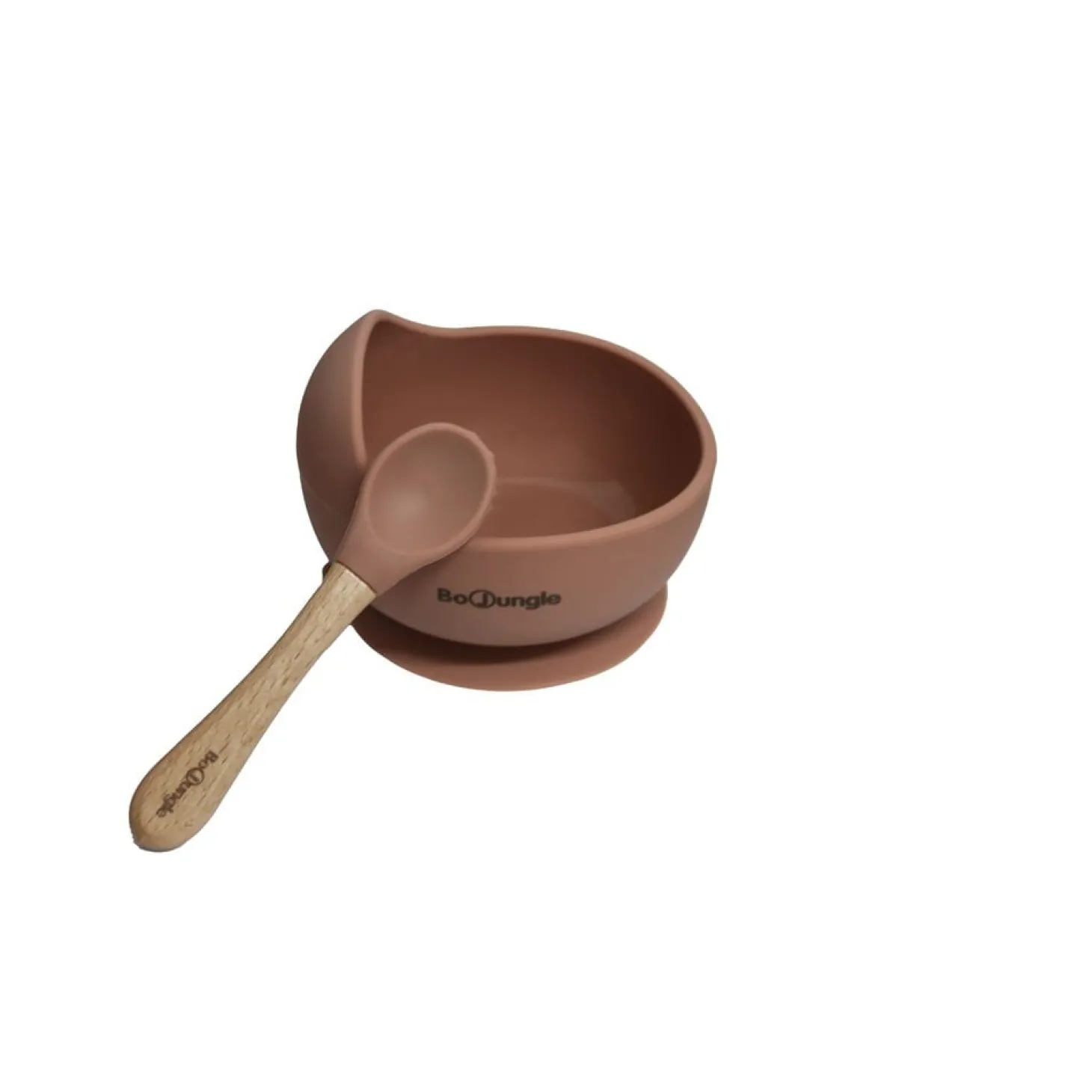 Bo Jungle B-Assiette ventouse silicone & cuillère Terracotta