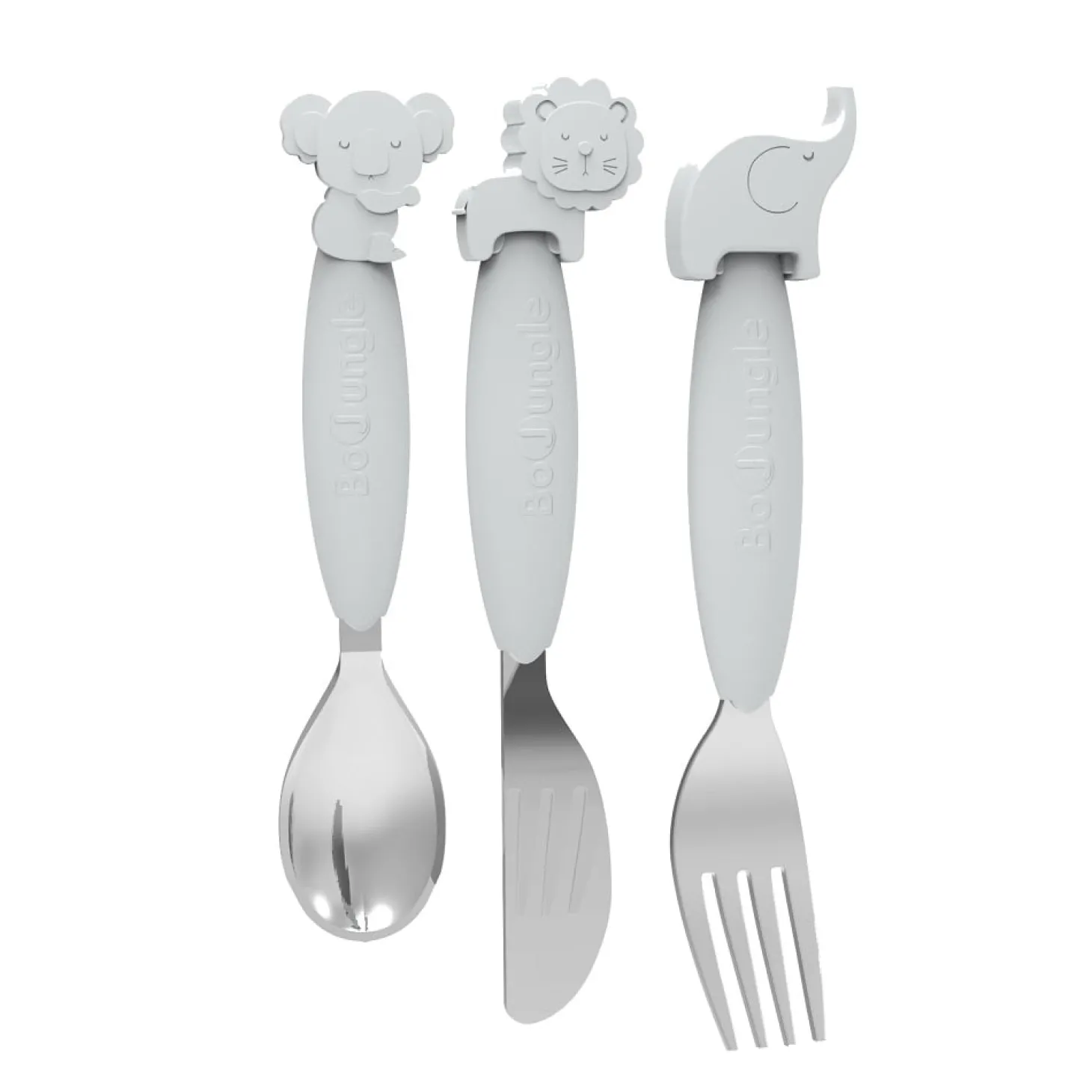 Bo Jungle B-Cuillère/fourchette/couteau en silicone Gris