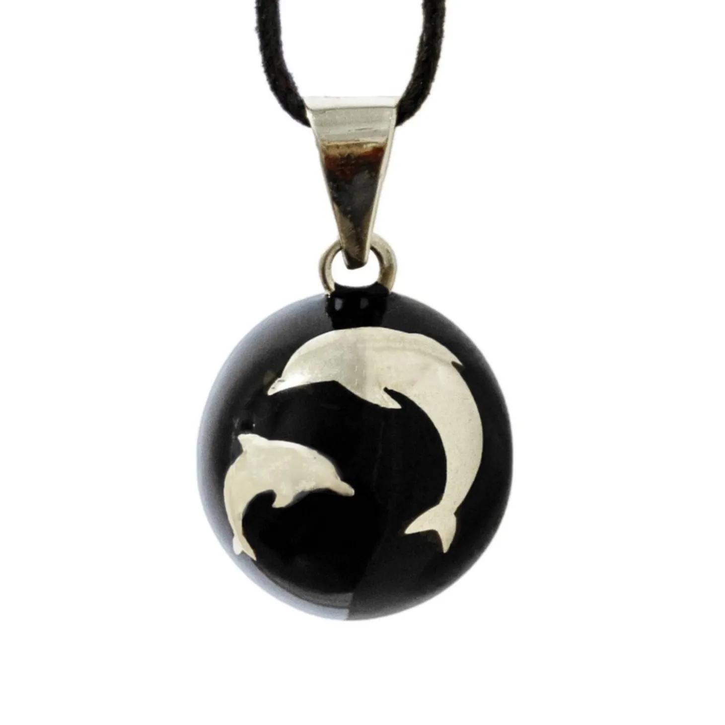 Bola Bijou de grossesse Bola Black with silver dolphins