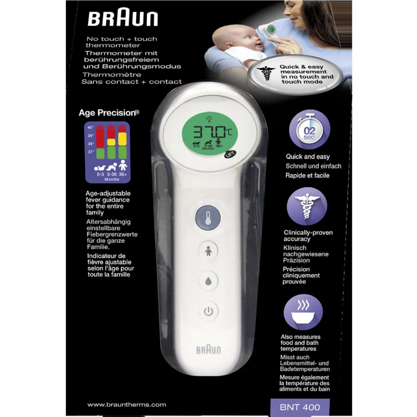 Braun Thermomètre SENSIANTM7 avec ou sans contact + âge précision