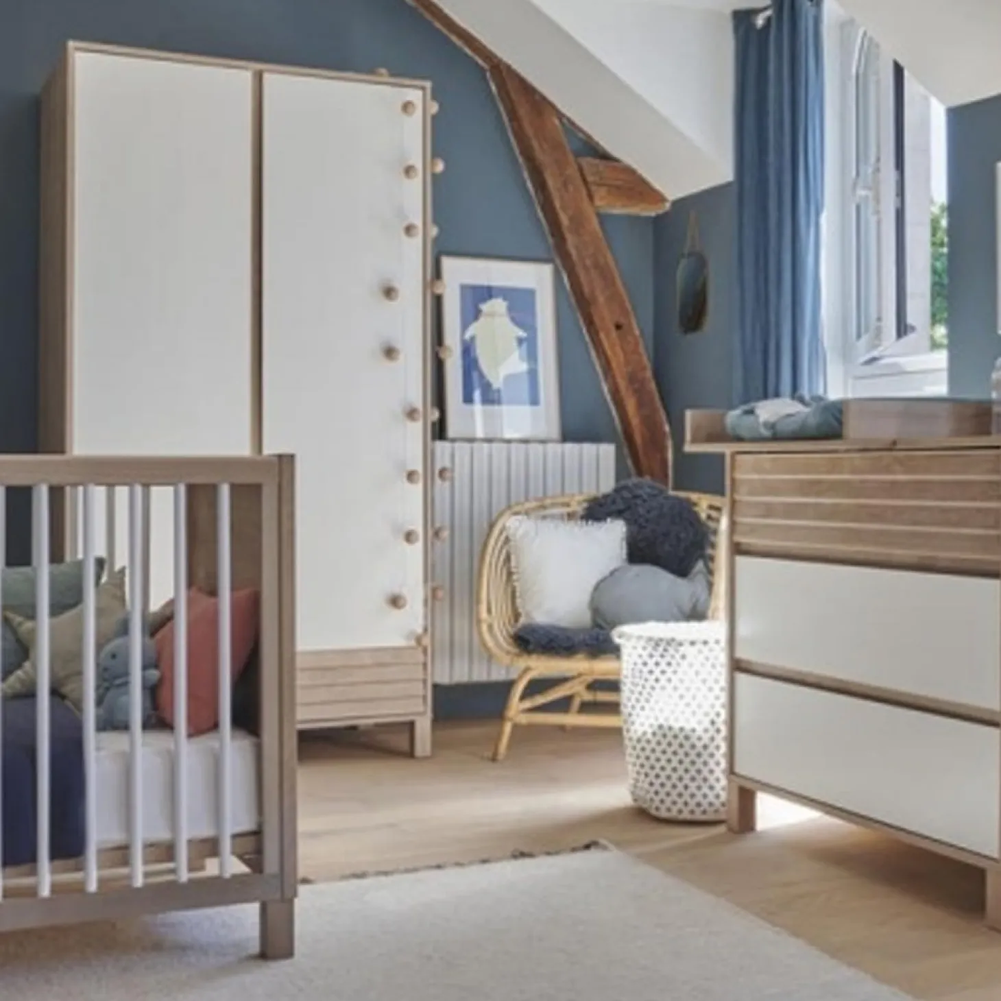 Chambre bébé complète Achille : lit 70x140, commode, armoire de Galipette