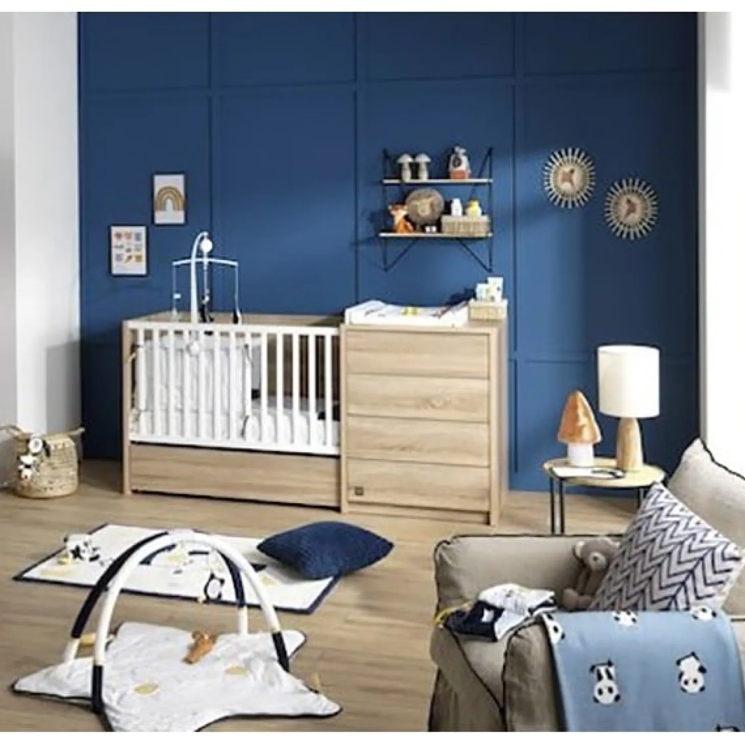 Chambre bébé complète Antonin : lit combiné évolutif 60x120, armoire de Sauthon