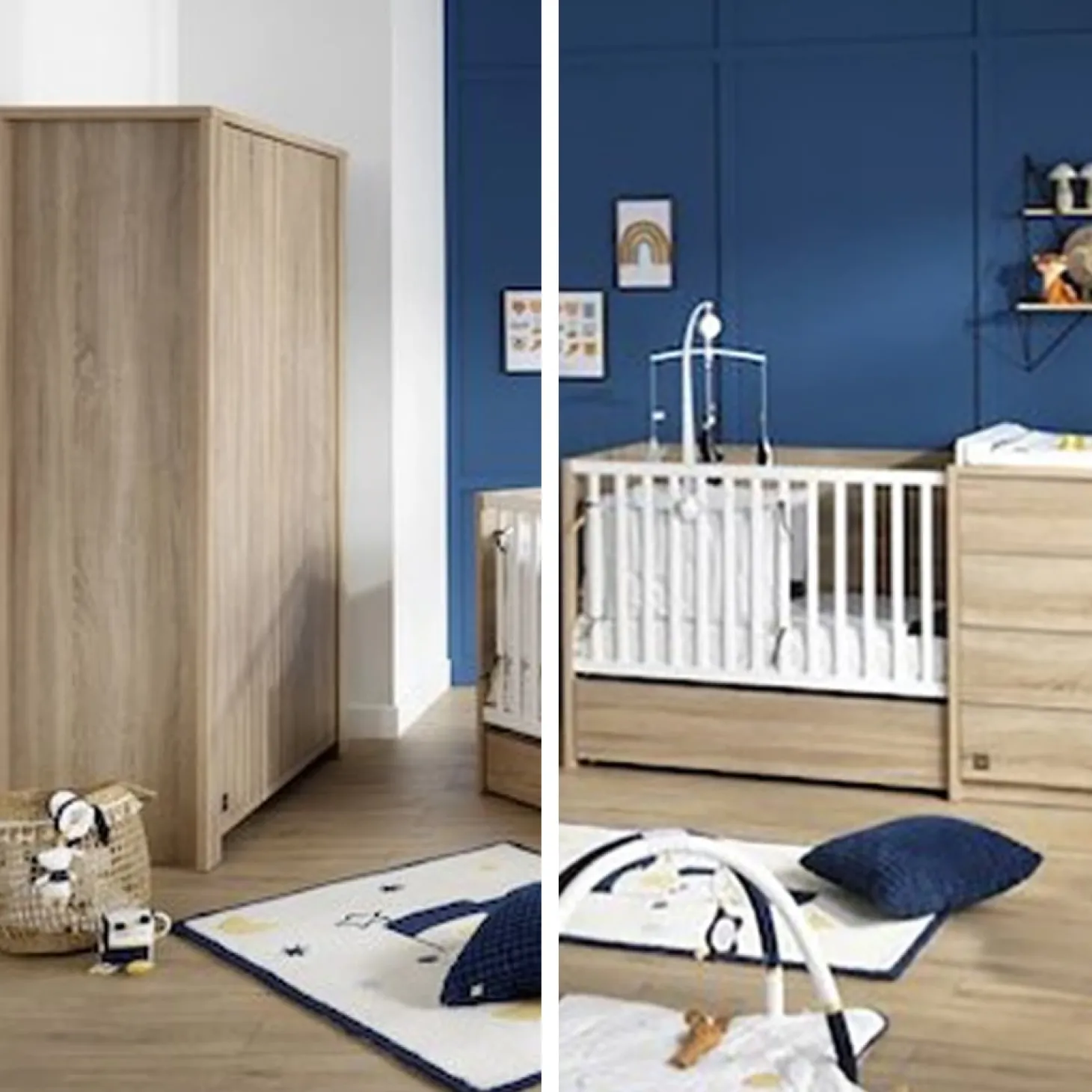 Chambre bébé complète Antonin : lit combiné évolutif 60x120, armoire de Sauthon