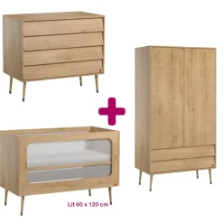 Chambre bébé complète Bosque : lit 60x120, commode, armoire                            de Vox