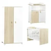 Chambre bébé complète Liaam : Lit bébé 60x120 cm, Commode  avec Dispositif à Langer inclus  , Armoire 2 Portes                             de Sauthon