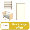 Chambre bébé complète: Lit 60x120, commode, armoire, plan à langer offert                            de Sauthon