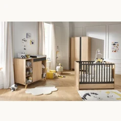 Chambre bébé complète Nova : lit 60x120, commode, armoire de Sauthon