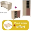 Chambre bébé complète Tokyo : lit 12x160 commode , Amoire  plan offert                            de Sauthon