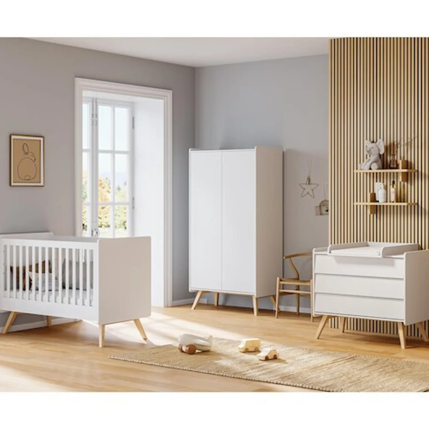 Chambre bébé complète : Vintage blanc lit 70x140 + plan offert de Vox