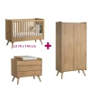 Chambre bébé complète Vintage : Lit 70x140, commode Bois, armoire, plan à langer                             de Vox