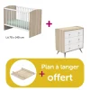 Chambre bébé duo Access blanc : lit 70x140, commode, plan à langer offert                             de Sauthon